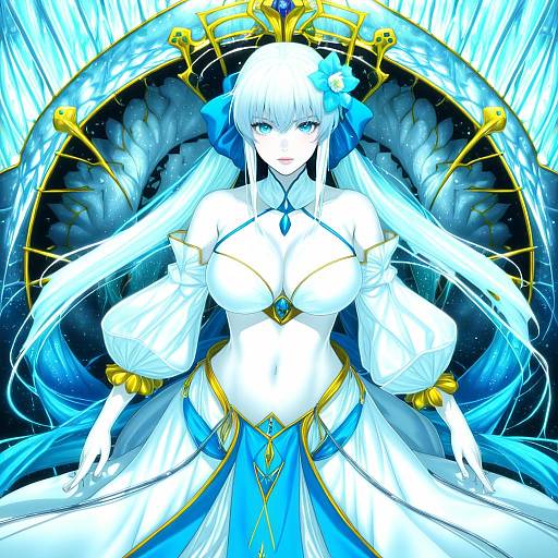 Illustration of Morgan le fay (water princess) (fate), fate/grand order in the style of Sgk