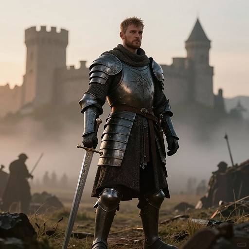 Heroic Medieval Warrior at Dawn