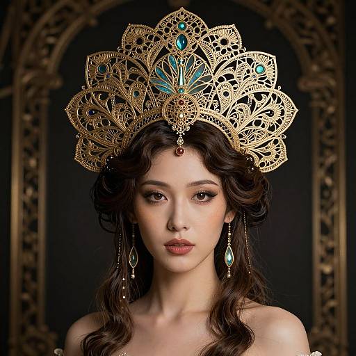 Art Nouveau Woman with Ornate Headpiece