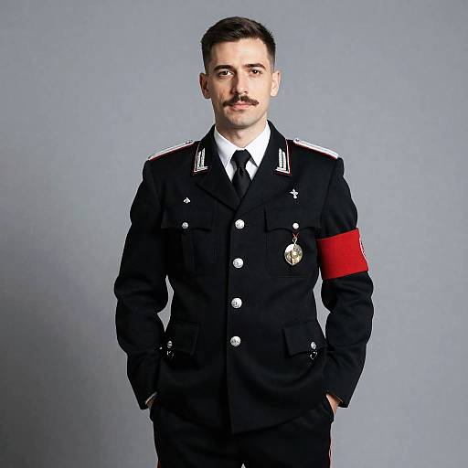 Man in Black Nazi Uniform Portrait