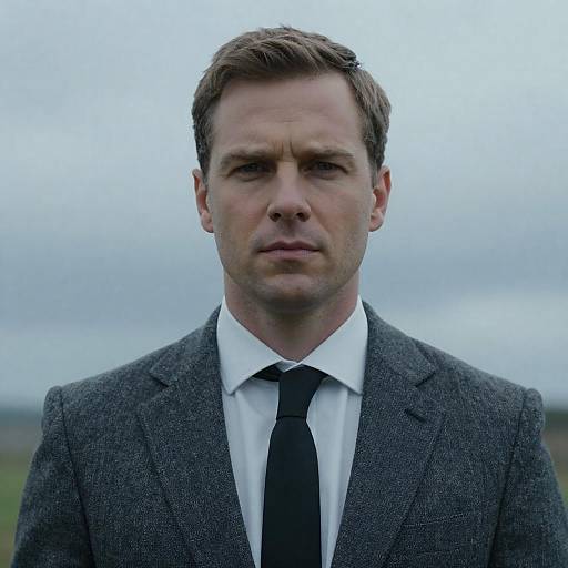 Serious Man in Gray Suit Portrait