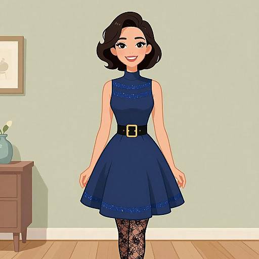 Smiling Woman in Vintage Skater Dress