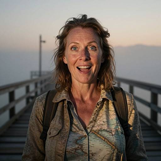 Double Exposure Portrait of Adventurous Woman