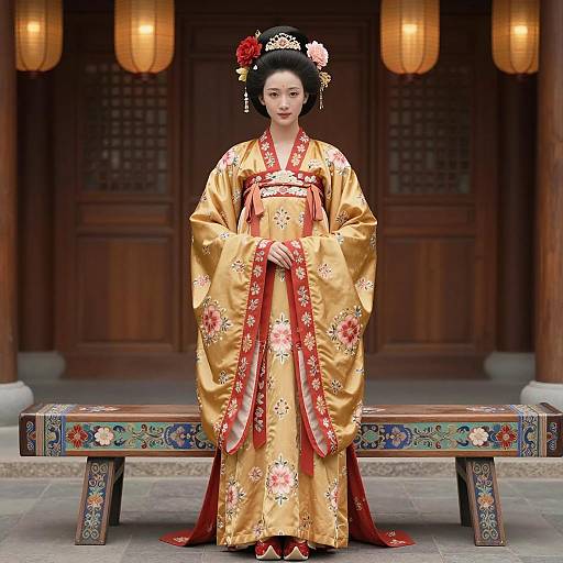 Elegant Spring Goddess in Chinese Attire