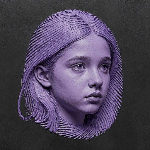 3D Fingerprint Portrait of Pensive Teen Girl
