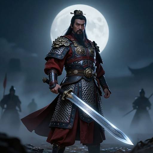 Guan Yu Under Moonlit Battlefield