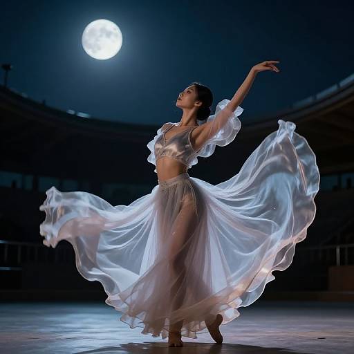 Ethereal Moonlit Dancer in Sheer Outfit