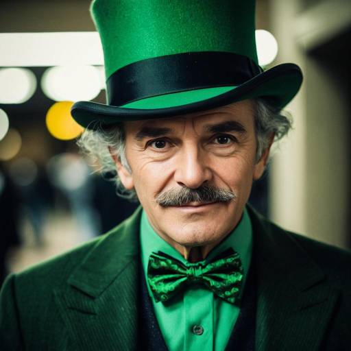Man in Green Riddler Costume with Top Hat