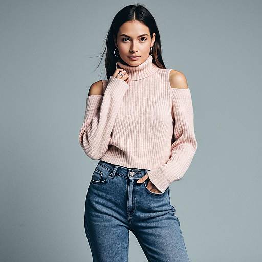 Urban Casual Woman in Pink Sweater