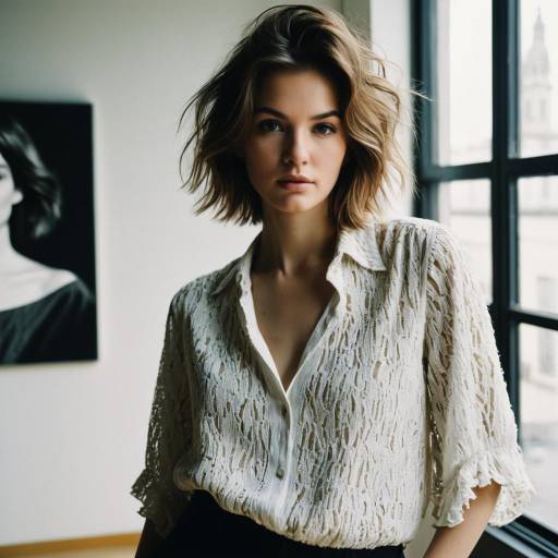 Fashion Model with Shag Cut Hairstyle in Art Gallery