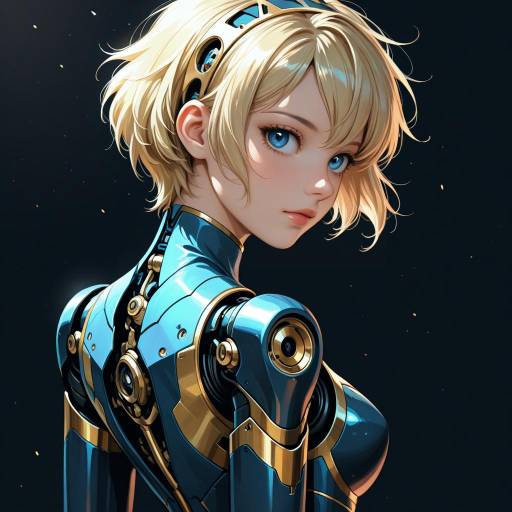 Android Girl with Bow in Darkness