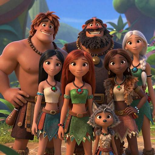 Animated Tribal Group Portrait