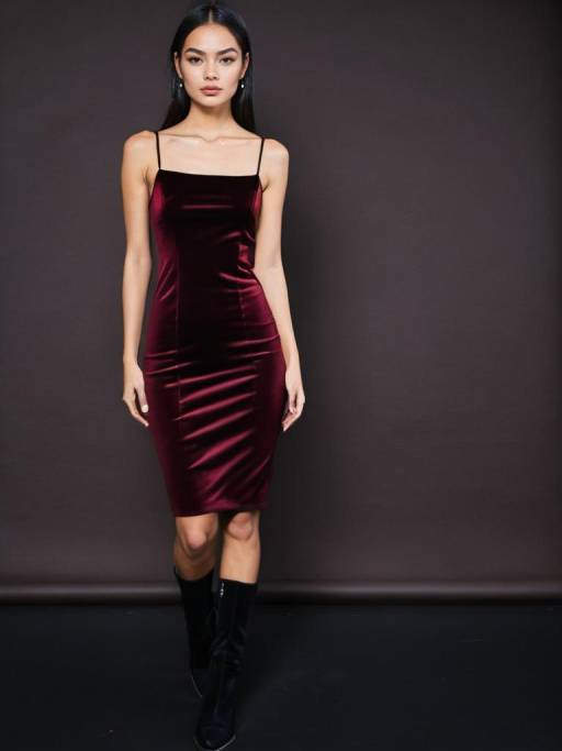 Chic Woman in Velvet Bodycon Dress