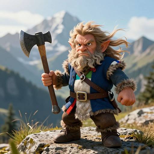 Piet Mondrian Style Mountain Dwarf Barbarian