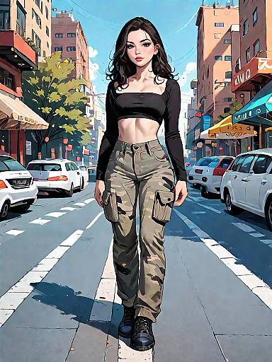 Urban Streetwear Style: Realistic Girl Portrait