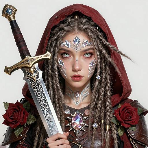 Crystal Girl with Ornate Sword