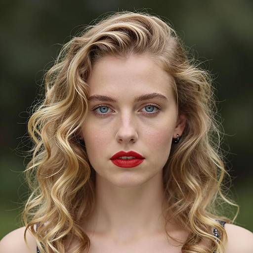 Elegant Woman with Curly Blonde Hair