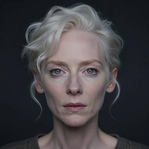 Close-up Portrait of Woman with Silver-White Hair