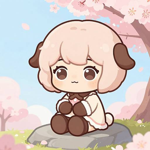 Chibi Sett Amid Cherry Blossoms