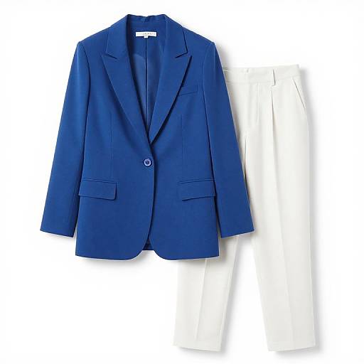 Stylish Blue Blazer with White Pants