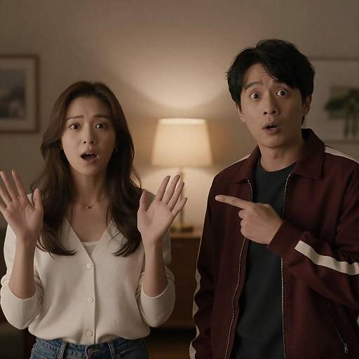 Surprised Reactions in a Cozy Room