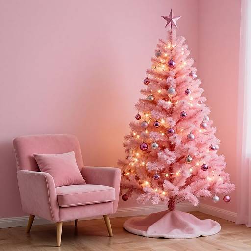 Cozy Pink Christmas Tree Corner