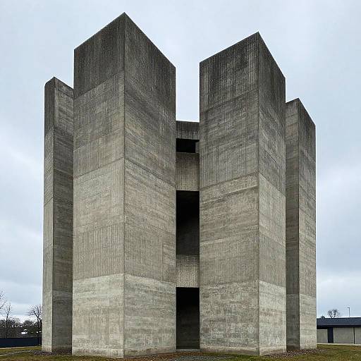 Brutalist Concrete Towers with Minimalist Landscape