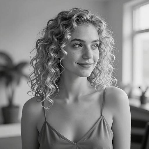 Elegant Black-and-White Portrait of Woman