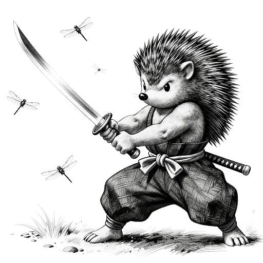 Cinematic Samurai Hedgehog Slicing Dragonflies