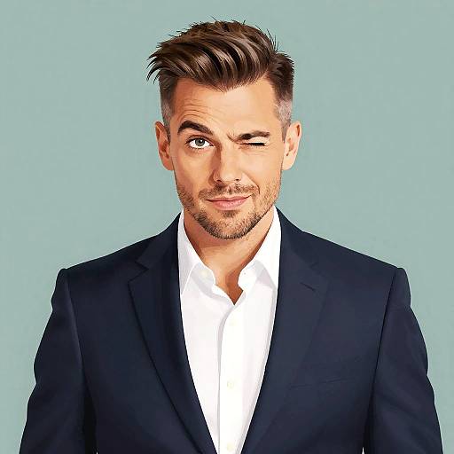 Playful Young Man Winking in Suit