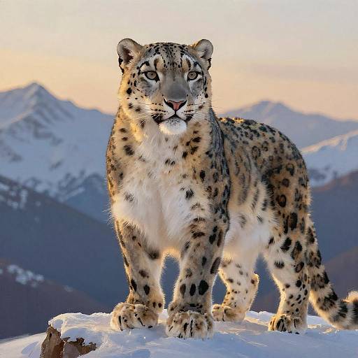 Majestic Snow Leopard at Golden Hour