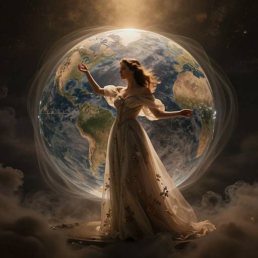 Ethereal Woman in Earth Globe