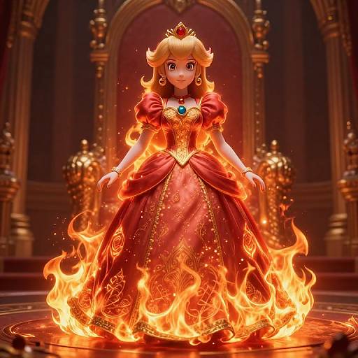 Princess Peach in Fiery Royal Gown