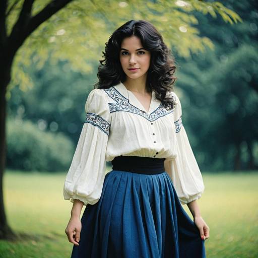 Young woman in vintage 80s inspired outfit outdoors