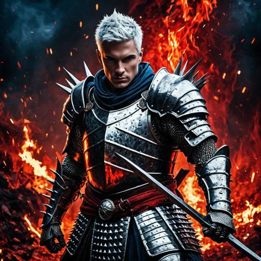Fierce Knight in Spiked Metal Armor with Spear