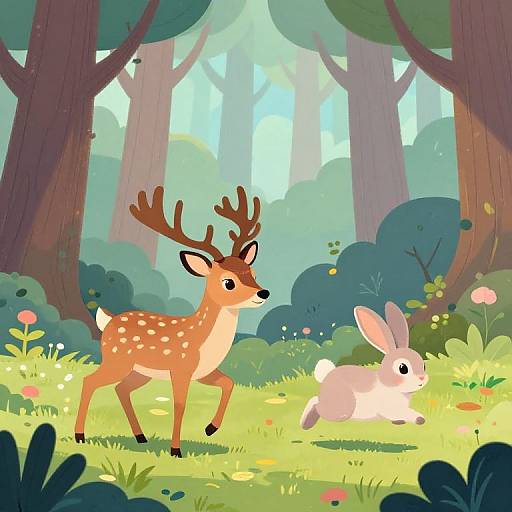 Magical Forest Deer and Bunny