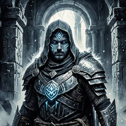 Spectral Warrior with Glowing Runes