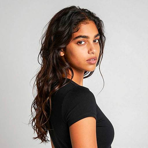 Young Woman with Wavy Dark Brown Hair