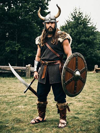 Solo Viking Boy in Horned Helmet