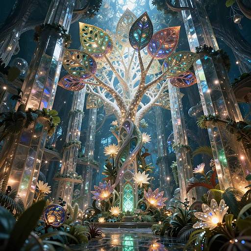 Futuristic Crystal Forest Garden