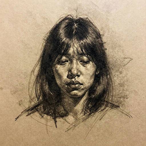 Charcoal Sketch of Contemplative Figure