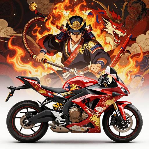 Anime Samurai Motorcycle Wrap Design