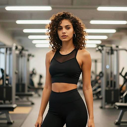 Sporty Woman with Kinky Curls Hairstyle