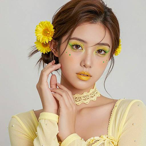 Elegant Asian Woman in Vibrant Yellow
