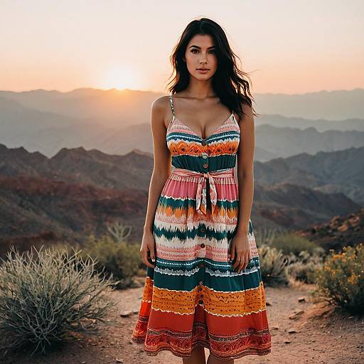 Bohemian Fashion in Desert Sunrise