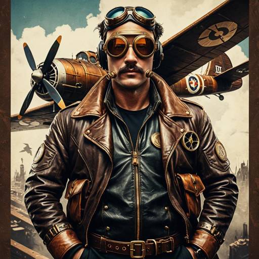 Steampunk Aviator with Bronze Goggles and Leather Jacket