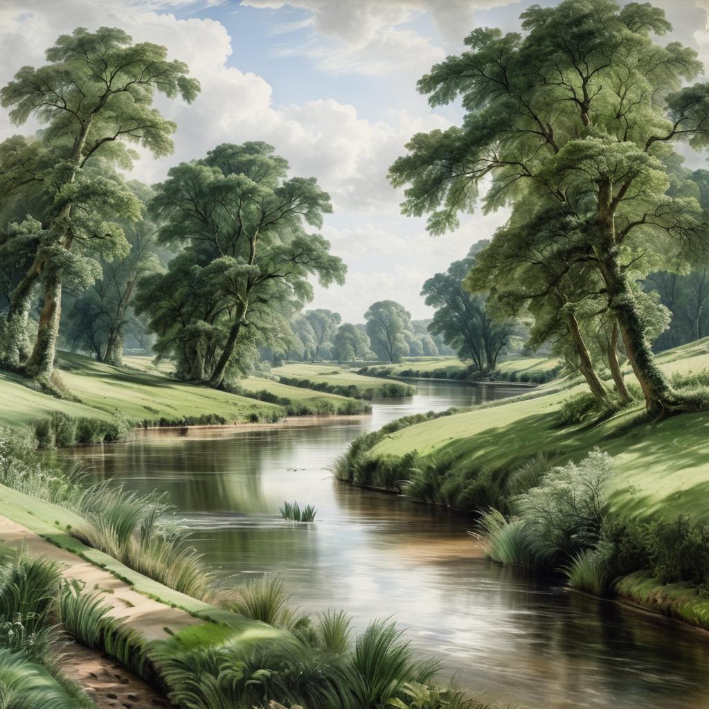 Serene River Valleys in Constable's Style