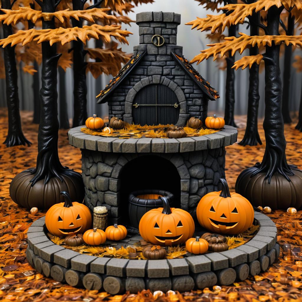 Gothic Halloween Forest with Stone Well