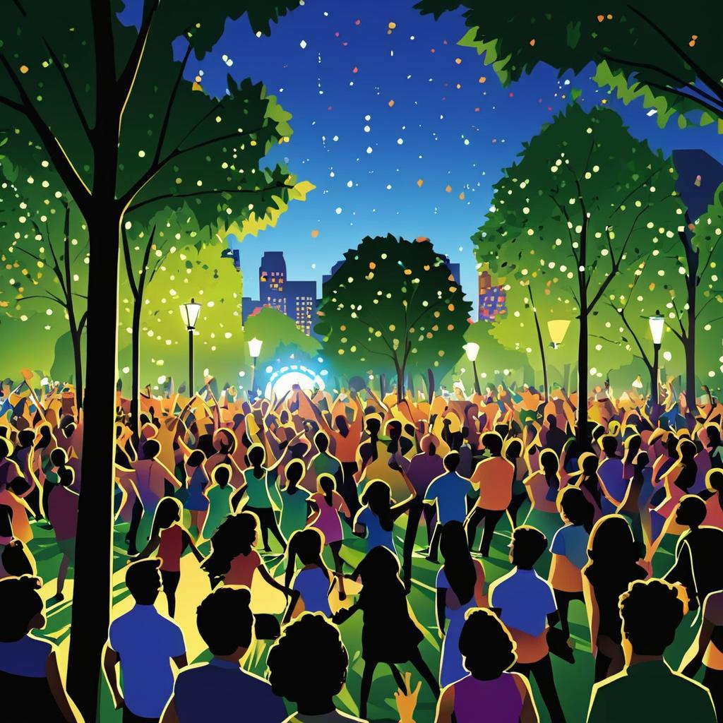 Vibrant Park Concert Scene Illustration