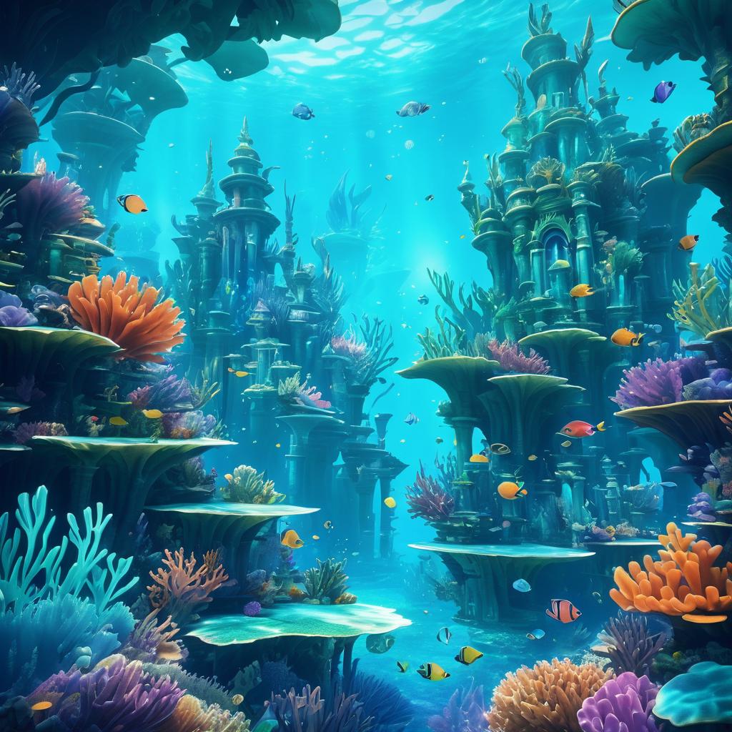 Vibrant Underwater Kingdom Fantasy Art